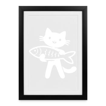 Poisson-chat - Affiche encadrée (27 × 37 cm) - noir - Devant
