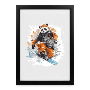 Panda Snowboard - Framed poster (27 × 37 cm) - black - Front