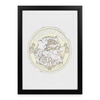 Werewolf Head Coin Emblem - Framed poster (27 × 37 cm) - black - Front