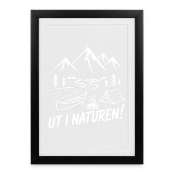 Mountain hiking Camping Motif - Framed poster (27 × 37 cm) - black - Front