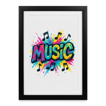 Colorful Music Pop Music Notes - Framed poster (27 × 37 cm) - black - Front