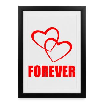 FOREVER – Conception de cœur pour couples et amour véritable - Affiche encadrée (27 × 37 cm) - noir - Devant