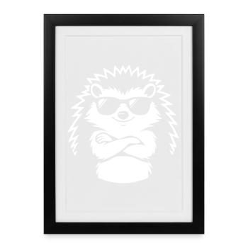 Cooler Igel mit Sonnenbrille - Gerahmtes Poster (27 × 37 cm) - Schwarz - Vorne
