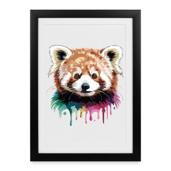 Art couleur tête de panda rouge - Affiche encadrée (27 × 37 cm) - noir - Devant