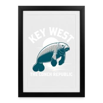 Lamantin de Key West - Affiche encadrée (27 × 37 cm) - noir - Devant