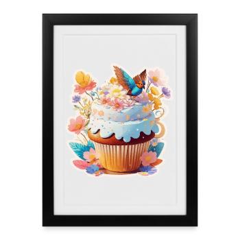 Cupcake Bird - Framed poster (27 × 37 cm) - black - Front
