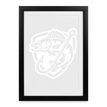 Icône de la pêche au brochet - Affiche encadrée (27 × 37 cm) - noir - Devant