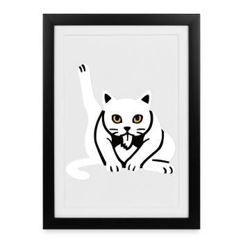 Drôle de chat chats chat amoureux chaton - Affiche encadrée (27 × 37 cm) - noir - Devant