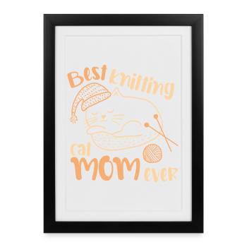 Meilleure maman de chat tricotée de tous les temps - Affiche encadrée (27 × 37 cm) - noir - Devant