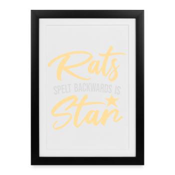 Rats Orthographié à l’envers est Star Lustiger Ratte Spruch - Affiche encadrée (27 × 37 cm) - noir - Devant