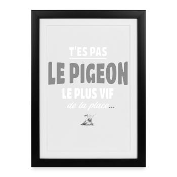 T’es pas le pigeon le plus vif de la place - vanne - Affiche encadrée (27 × 37 cm) - noir - Devant