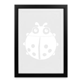 Coccinelle blanche - Affiche encadrée (27 × 37 cm) - noir - Devant