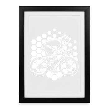 Idée cadeau pour un vélo de route avec vélo de route - Affiche encadrée (27 × 37 cm) - noir - Devant