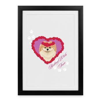 Pomeranian Visage de Putre au Repos - Affiche encadrée (27 × 37 cm) - noir - Devant