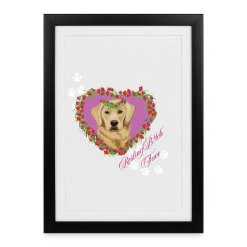 Labrador au visage de b !tch au repos - Affiche encadrée (27 × 37 cm) - noir - Devant