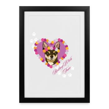 Chihuahua Face de Sale Garçon Reposant - Affiche encadrée (27 × 37 cm) - noir - Devant