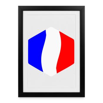 Abstract Tricolor Blue White Red Curved - Framed poster (27 × 37 cm) - black - Front