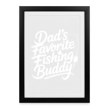 Le compagnon de pêche préféré de papa - Affiche encadrée (27 × 37 cm) - noir - Devant