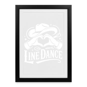 Danse en ligne Cœur Mains Cowboy - Affiche encadrée (27 × 37 cm) - noir - Devant