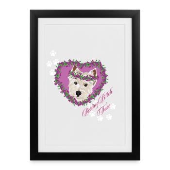 Terrier des Highlands de l’Ouest à face de b !tch au repos - Affiche encadrée (27 × 37 cm) - noir - Devant