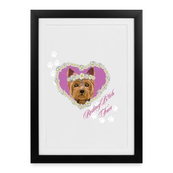 Ruhender Tch-Face Yorksire Terrier - Gerahmtes Poster (27 × 37 cm) - Schwarz - Vorne