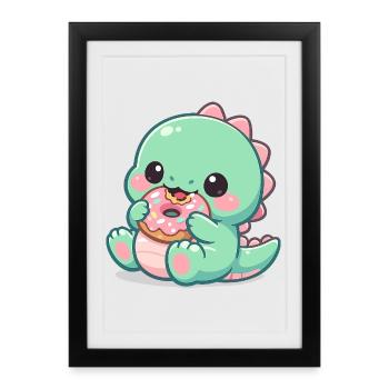 Donut Dino Sugar Joy - Affiche encadrée (27 × 37 cm) - noir - Devant