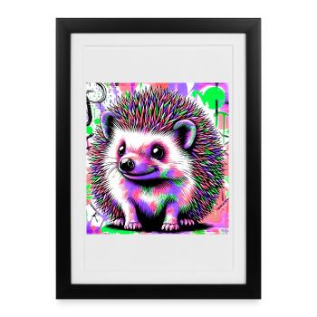hedgehog - Framed poster (27 × 37 cm) - black - Front