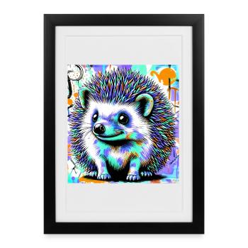 hedgehog - Framed poster (27 × 37 cm) - black - Front