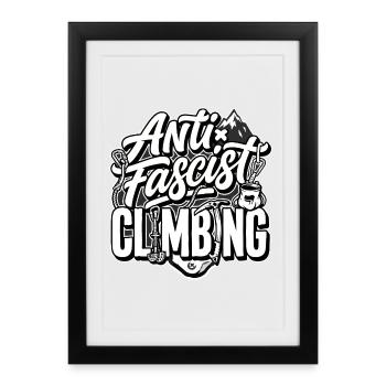 Antifasciste Escalade de Mountain Tee - Affiche encadrée (27 × 37 cm) - noir - Devant