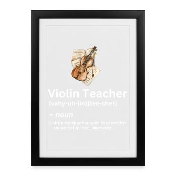 violin teacher funny noun definition - Framed poster (27 × 37 cm) - black - Front