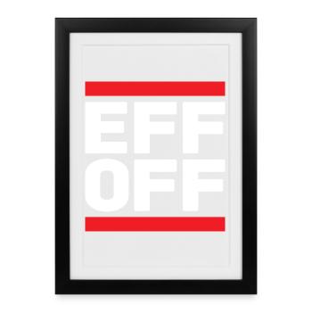 Slogan en rouge blanc - Affiche encadrée (27 × 37 cm) - noir - Devant