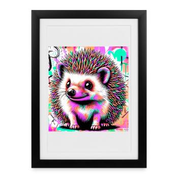 hedgehog - Framed poster (27 × 37 cm) - black - Front