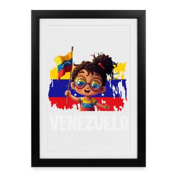 Drapeau du Venezuela Fierté & Maison Venezuela - Affiche encadrée (27 × 37 cm) - noir - Devant