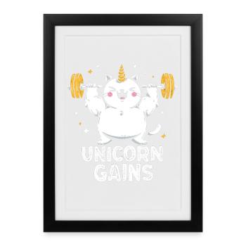 Licorne de culturisme pour la forme - Affiche encadrée (27 × 37 cm) - noir - Devant
