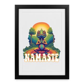 Namasté de yoga caméléon - Affiche encadrée (27 × 37 cm) - noir - Devant