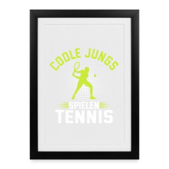 Coole Jungs Spielen Tennis  - Gerahmtes Poster (27 × 37 cm) - Schwarz - Vorne