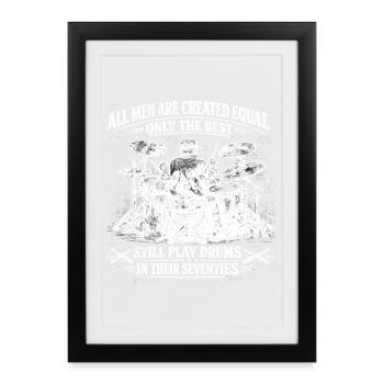 Batteur 70 Ans Musique Humour Cadeau Anniversaire - Affiche encadrée (27 × 37 cm) - noir - Devant