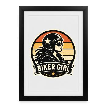 Motarde Fille - Affiche encadrée (27 × 37 cm) - noir - Devant