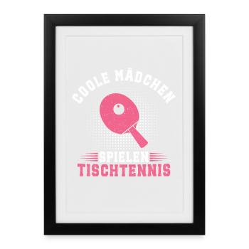 Coole Mädchen spielen Tischtennis  - Gerahmtes Poster (27 × 37 cm) - Schwarz - Vorne