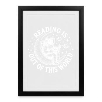 Astronaut reads book - Reading is nice - Framed poster (27 × 37 cm) - black - Front