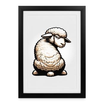 Moutons, moutons, bergers, bergers, bélier, béliers - Affiche encadrée (27 × 37 cm) - noir - Devant