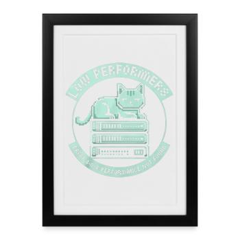 Low Performers Cat Server Pixel Art - Framed poster (27 × 37 cm) - black - Front