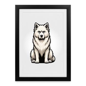 Chiens bergers blancs bergers - Affiche encadrée (27 × 37 cm) - noir - Devant