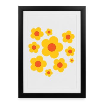 Fleurs d’été Pouvoir floral jaune-orange - Affiche encadrée (27 × 37 cm) - noir - Devant