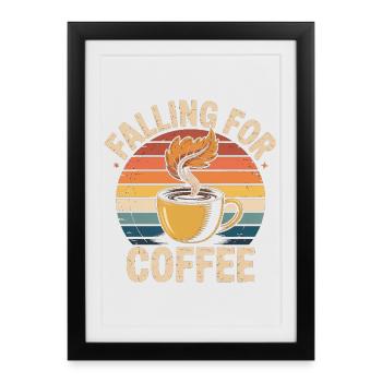 Falling For Coffee Retro Vintage Fall - Framed poster (27 × 37 cm) - black - Front