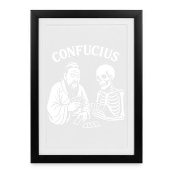 Confucius Skeleton Card Deck - Framed poster (27 × 37 cm) - black - Front