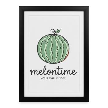 2606Melon Time Melon Watermelon Summer Sunglasses - Affiche encadrée (27 × 37 cm) - noir - Devant