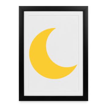 Yellow Moon Crescent on Black - Framed poster (27 × 37 cm) - black - Front