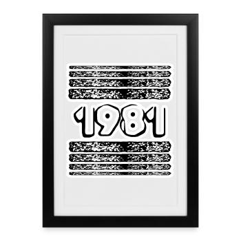Année 1981 - Affiche encadrée (27 × 37 cm) - noir - Devant