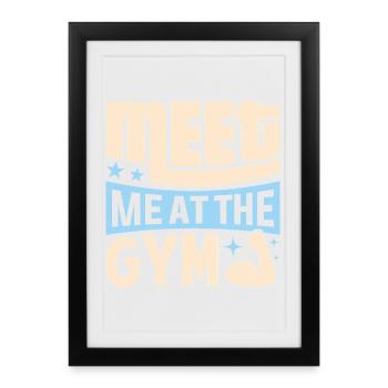 Meat Me at the Gym Fitness-Pun - Framed poster (27 × 37 cm) - black - Front